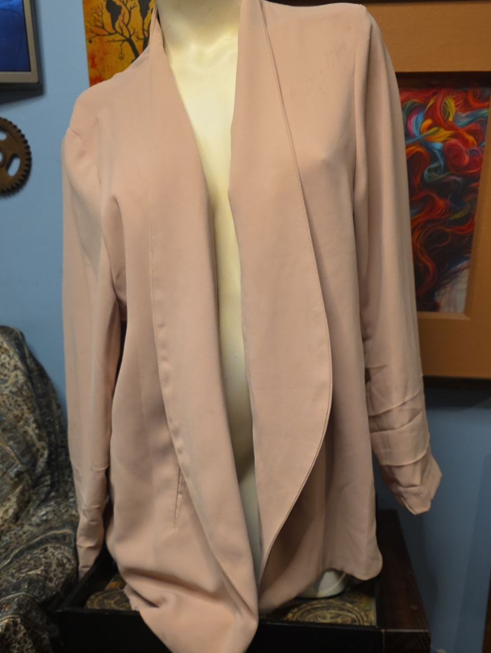 T Tahari Draped Open-Front Blazer in Blush